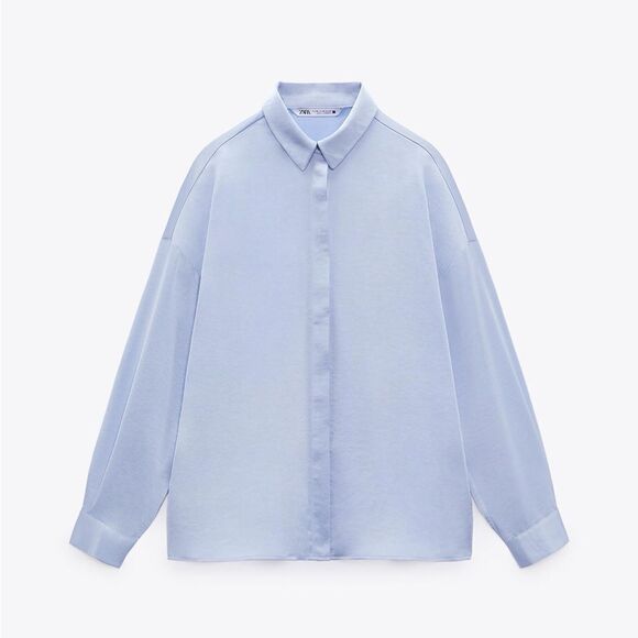 ZARA SATINY DROP-SHOULDER SHIRT - Picture 9 of 9